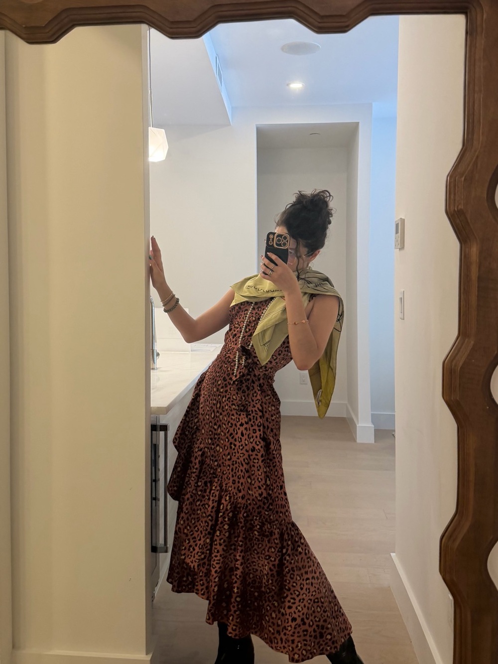 Leopard Print Ruffle Tiered Maxi Dress - Pink Animal Print